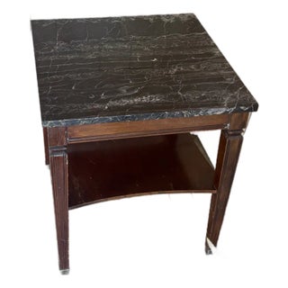 Vintage Brandt Hagerstown Italian Nero Portoro Marble Side Table For Sale