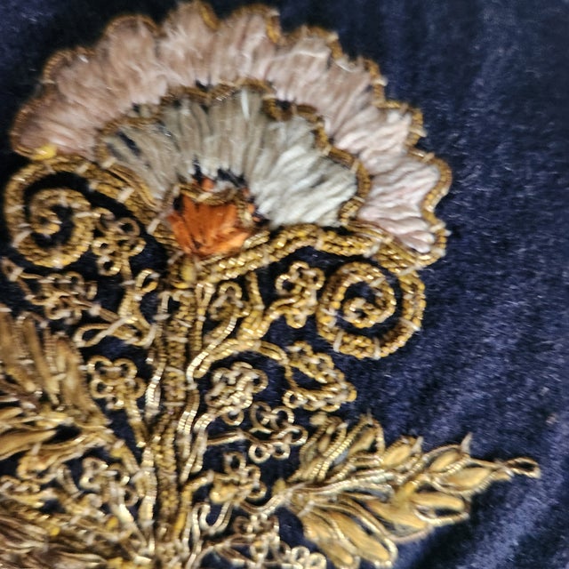 Black Opulent 19th Century Gold Thread Hand Embroidered Tiger Lumbar Pillow For Sale - Image 8 of 10