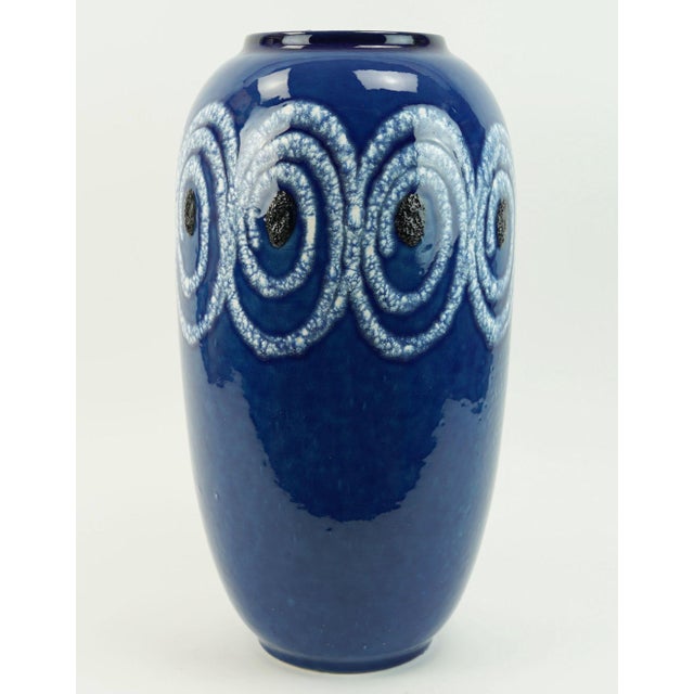 Mid-Century Fat Lava Ceramic Model No. 546-41 Vase with Blue White Swirl Pattern from Scheurich Keramik, 1960s For Sale - Image 6 of 10