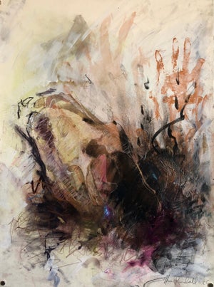 Nancy Randall, Mixed Media Painting Minnesota Woman Artist Figurative Abstract, 1985