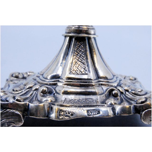 Silver Silver Candlesticks with Stems Embossed with Palms, Set of 2 For Sale - Image 8 of 10