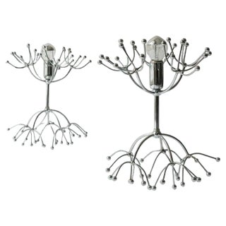 Mid-Century Italian Sputnik Table Lamps in Chrome, 1960s, Set of 2 For Sale