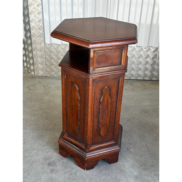 20th Century Hexagonal Side Table in Mahogany Wood, 1950s For Sale - Image 10 of 18