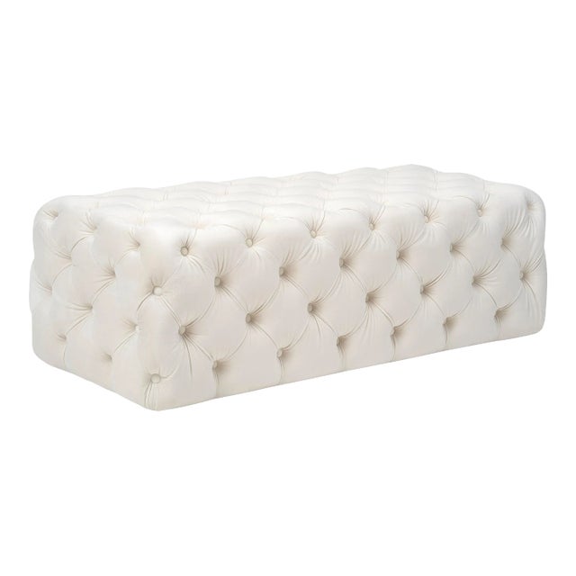 Kaylee Jumbo Cream Velvet Ottoman For Sale