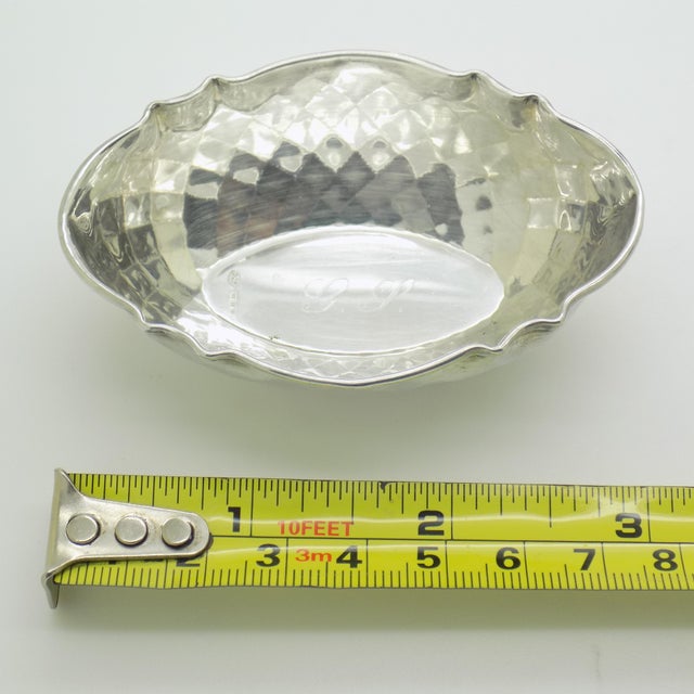 Vintage Italian Genuine Silver 800 Diamond Pattern Mini Bowl Coin Tray, Brescia, 1970s For Sale - Image 10 of 11