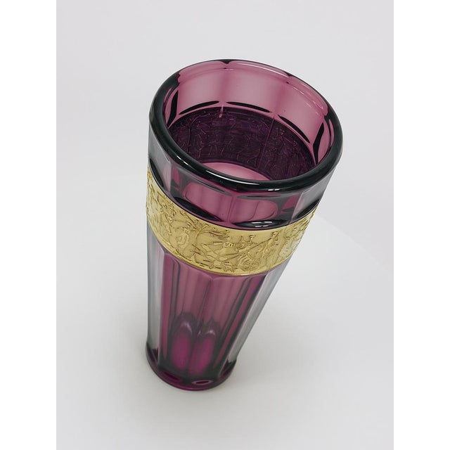 Purple Art Deco Amethyst Crystal Glass Vase by Ludwig Moser, 1920s For Sale - Image 8 of 11