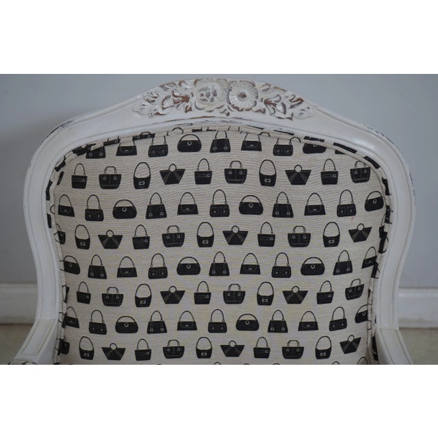1990s Pair French Decorator Purse Upholstered Armchairs For Sale - Image 5 of 12