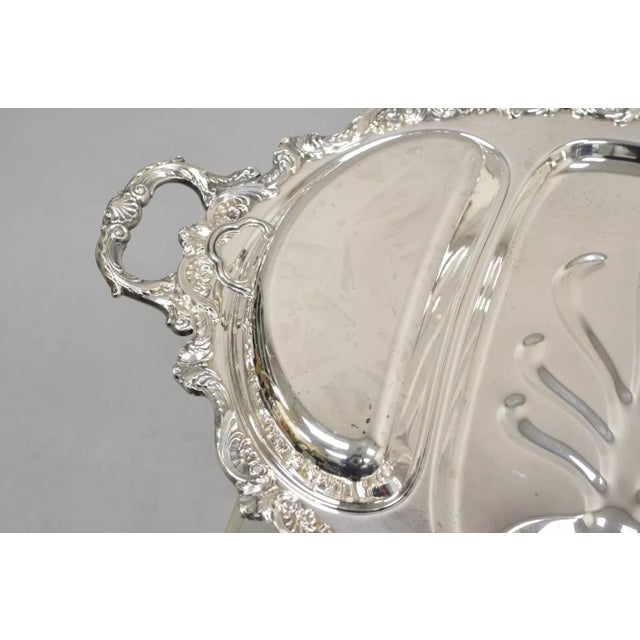 Mid 20th Century Vintage Epca Old English Silver Plate by Poole 5036 Cutlery Serving Platter Tray For Sale - Image 5 of 12
