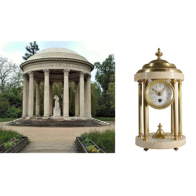 Small Antique 19th Century Louis XVI Style French Boudoir Clock in the Form of Rotunda For Sale - Image 9 of 10