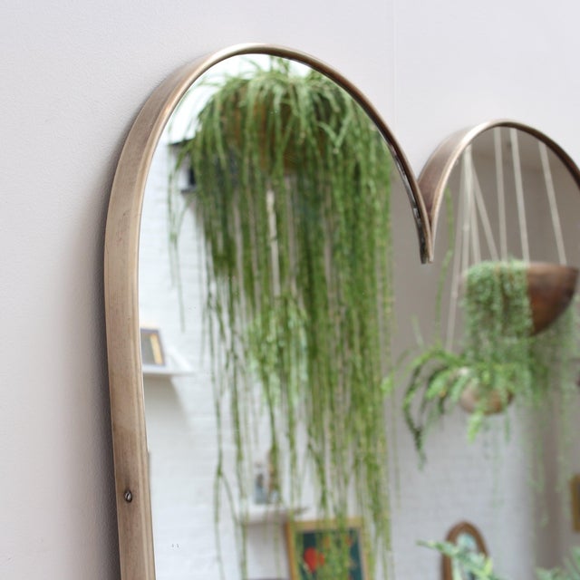 Goldenrod Large Vintage Italian Wall Mirror with Brass Frame in the style of Gio Ponti, 1950s For Sale - Image 8 of 15