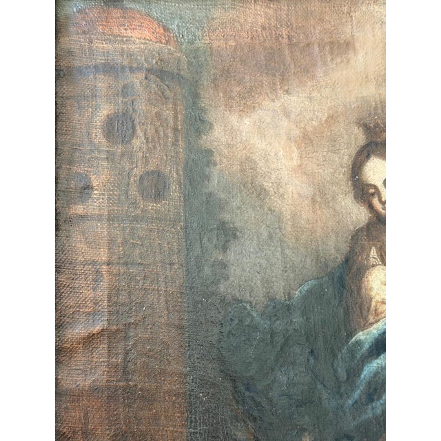 Oil Painting St Barbara Early 1800's For Sale In Aspen - Image 6 of 9