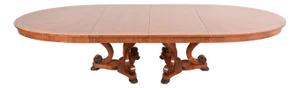 Henredon Regency Cherry and Burl Wood Double Pedestal Extension Dining Table, Newly Refinished