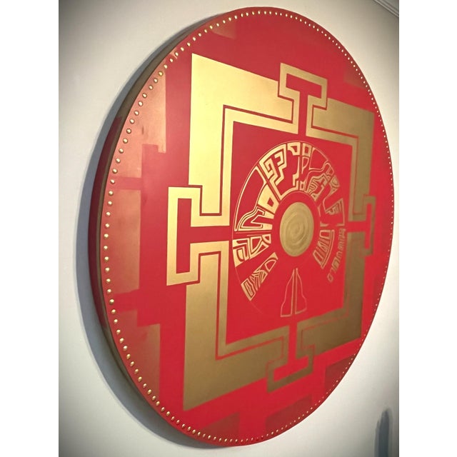 2020s Red and Gold Mandala Modern Primitive / Ancient Industrial Large Scale Wall Mounted Mandala For Sale - Image 5 of 5
