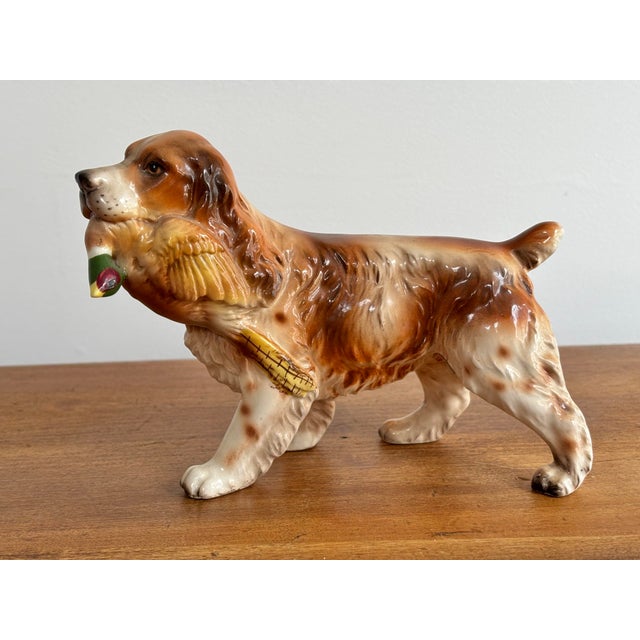 Brown Vintage Porcelain Figurine Spaniel Hunting Dog With Pheasant For Sale - Image 8 of 8