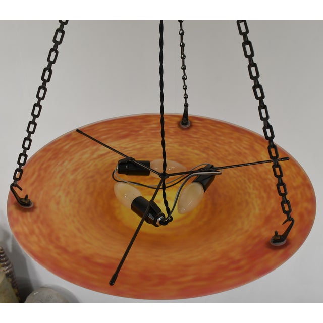 Orange French Art Deco Pendant Light by Daum & Majorelle - 1925 Chandelier France For Sale - Image 8 of 11