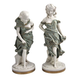 James Hadley, Before & Against the Wind, 1870, Ceramic, Set of 2 For Sale