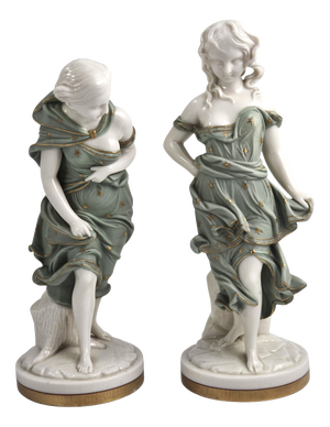 James Hadley, Before & Against the Wind, 1870, Ceramic, Set of 2