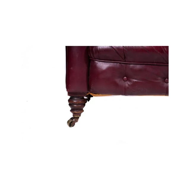 Maroon Chesterfield Victorian Burgundy Leather Sofa For Sale - Image 8 of 12