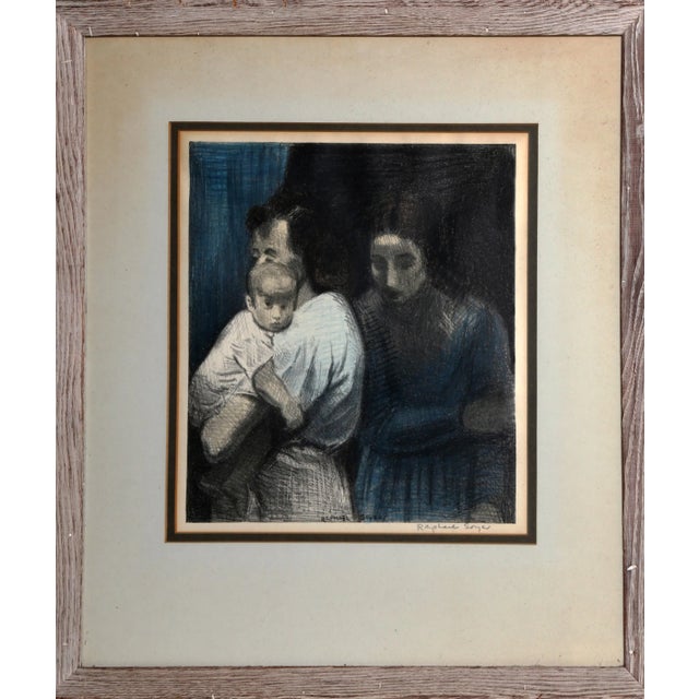 1950s Two Women and Child, Raphael Soyer Lithograph on Paper, Signed in Pencil For Sale - Image 5 of 5