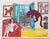 Fauvist impressionist nude a la Matisse, with a tiger jumping through a window, and looking on into the interior with a...