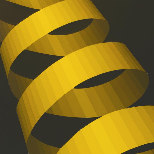 Yellow 'Ascension' by Roy Alhlgren, 1978, Optical Illusion Abstract Screen Print, Pennsylvania Academy of Fine Art For Sale - Image 8 of 9