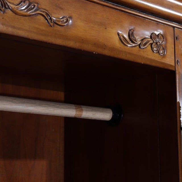 French Pierre Deux Louis XIV Carved Mahogany Country Double Door Armoire 20thC For Sale - Image 12 of 18