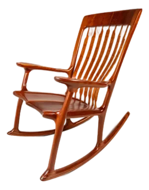 Studio Craft Sculptural Rocking Chair in Solid Cherry Wood Attributed to Hal Taylor After Sam Maloof and James Krenov, Usa, C. 1980's