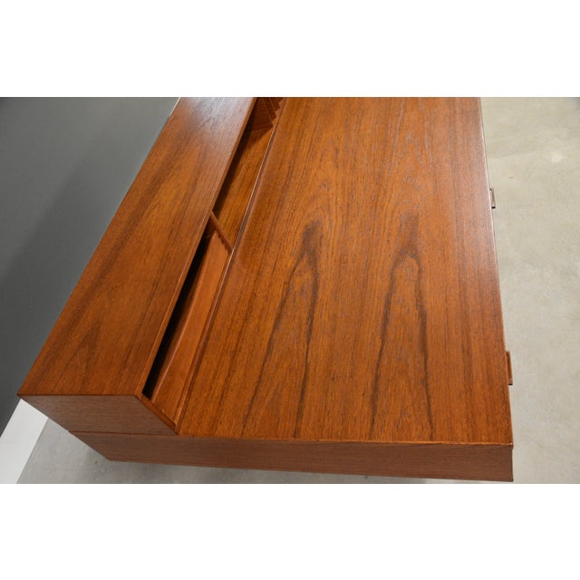 1973 Peter Lovig Signed Teak Flip Top Desk For Sale - Image 9 of 13