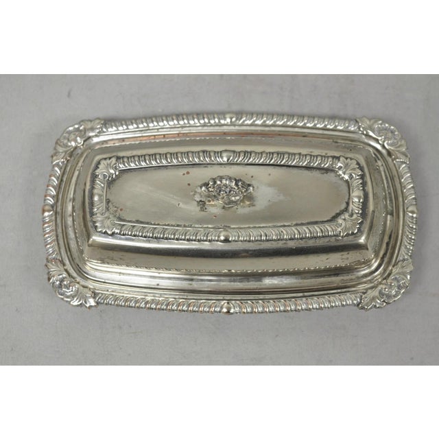 Vintage Victorian Silver Plated Repousse Covered Butter Dish W/ Glass Liner For Sale - Image 4 of 16