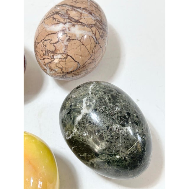 1960s Polished Multicolor Solid Stone Decorative Eggs – Set of 5 For Sale - Image 4 of 9