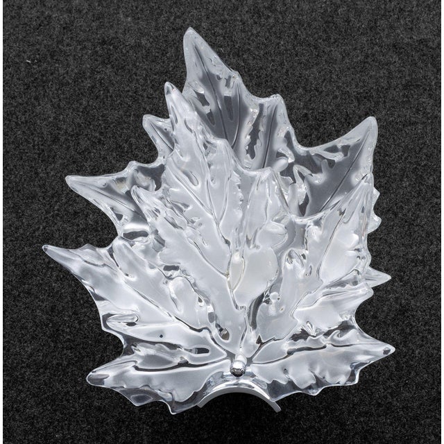 Lalique Pair of Lalique Crystal and Chrome "Champs Elysees" Wall Sconces For Sale - Image 4 of 13