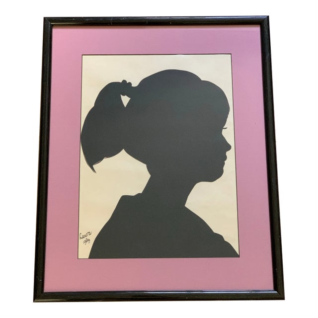 Vintage Silhouette Profile of a Girl, 1989 For Sale
