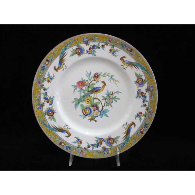 Yellow Minton China Exotic Bird of Paradise & Flower Sinclair 10 1/4" Dinner Plate Set For Sale - Image 8 of 9