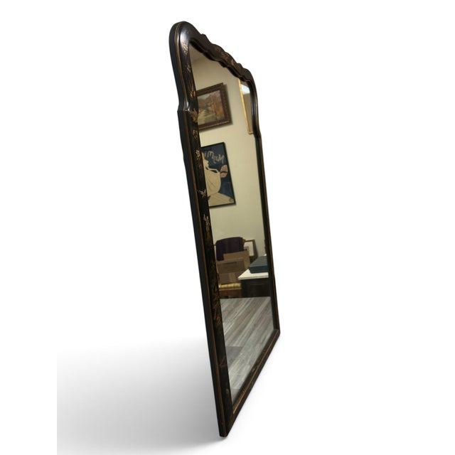 Vintage Black Chinoiserie Style Wall Mirror, 47" X 25", 1974 For Sale - Image 9 of 9