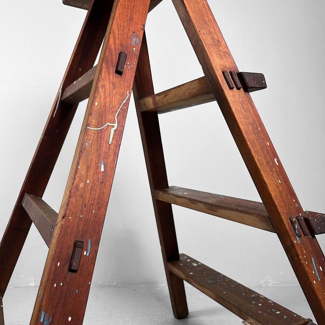 Japanese Minimalist Decorative Wooden Step Ladder, 1950s For Sale - Image 18 of 18