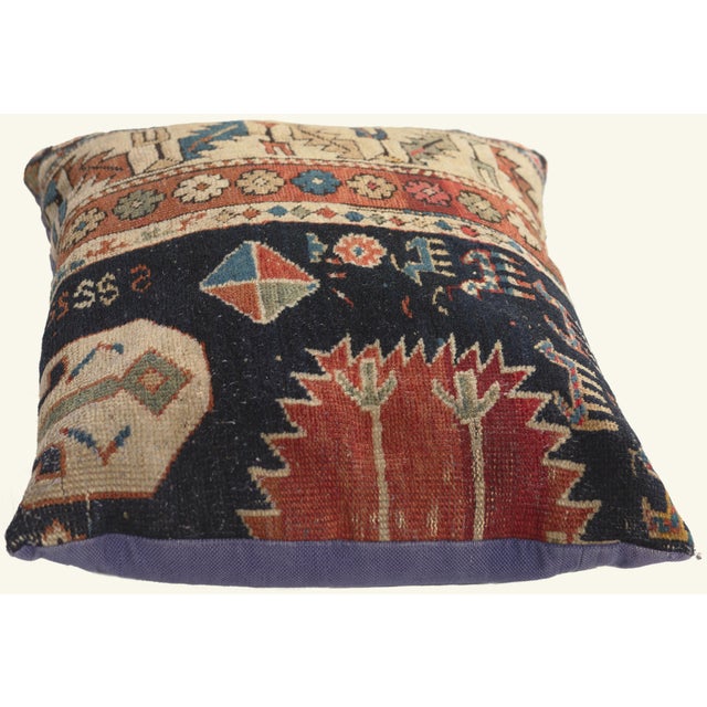 Tribal Vintage Caucasian Rug Pillow, 01'01 X 01'06 For Sale - Image 3 of 9