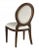 A lovely chair with an oval shaped upholstered back over an upholstered seat elevated by squared tapering legs.