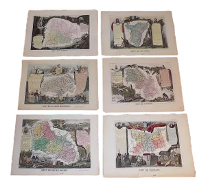 Authentic Antique 19th C. Maps-Provinces of France-Engravings-Imperial Folio-Set of 6