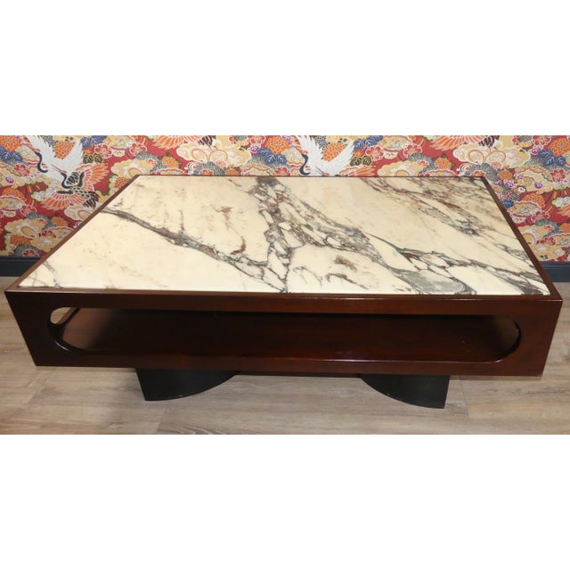 Black Rosewood & Marble Coffee Table, 1970s For Sale - Image 8 of 13