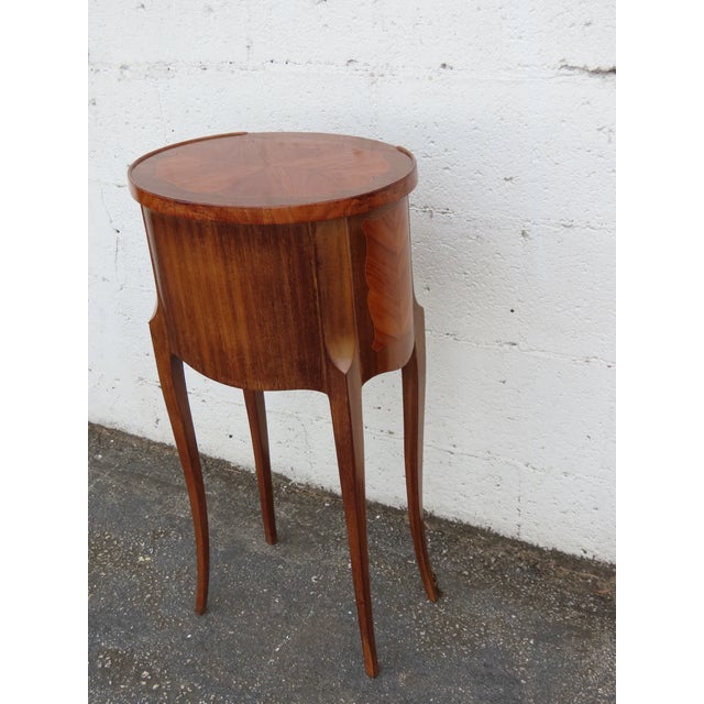 Wood French Early 1900s Inlay Tall Nightstand End Side Table 6316 For Sale - Image 7 of 16