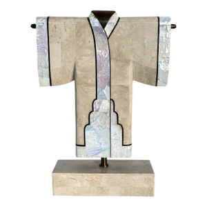 Vintage 1980's Tessellated Stone & Brass Decorative Kimono Sculpture by Maitland Smith