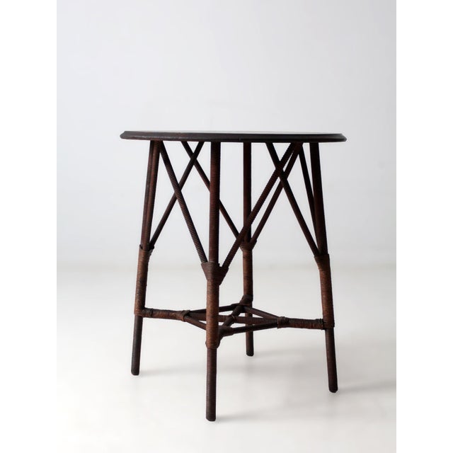Early 20th Century Wicker and Wood Side Table For Sale - Image 6 of 16