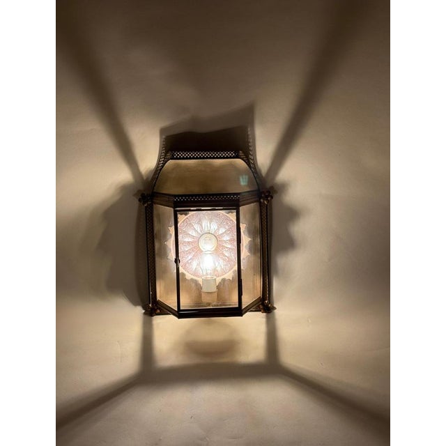 Metal Hollywood Regency Wall Lantern, France, 1960s For Sale - Image 7 of 18
