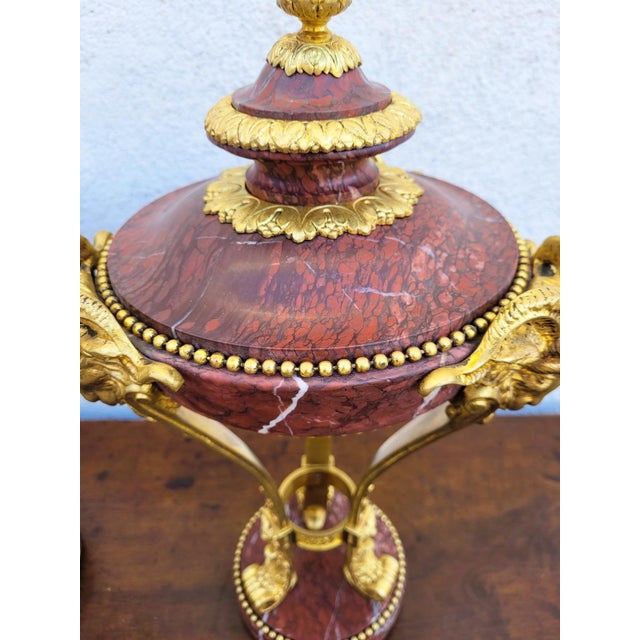 19th Century Cassolettes in Red Marble and Bronze, Set of 2 For Sale - Image 18 of 18