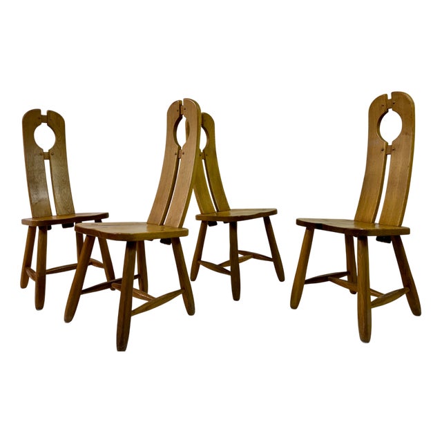 Oak Dining Chairs by De Puydt, 1960s, Set of 4 For Sale