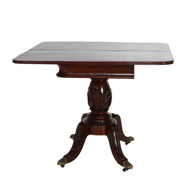 Duncan Phyfe Antique Duncan Phyfe Carved Mahogany Card Table Circa 1830’s For Sale - Image 4 of 11