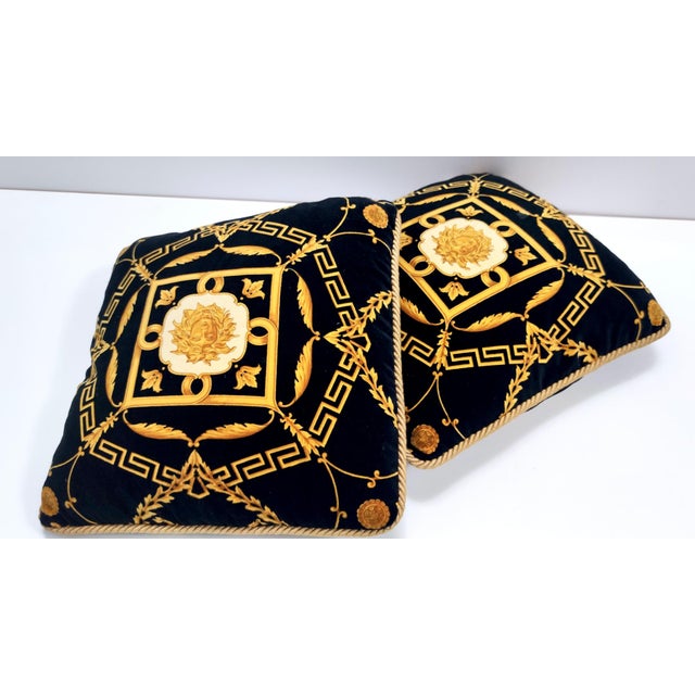 1990s Black Throw Pillows from Gianni Versace, 1980s, Set of 2 For Sale - Image 5 of 12