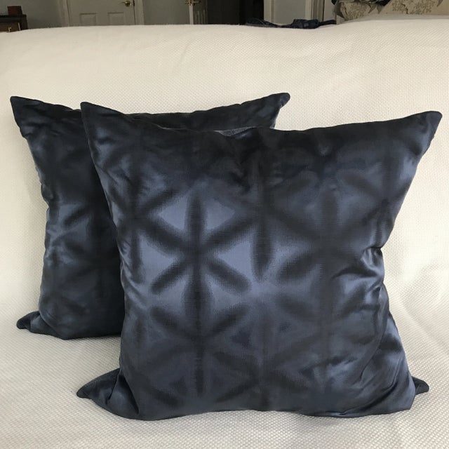 Textile Indigo Silk Shibori Pillows - a Pair For Sale - Image 7 of 11