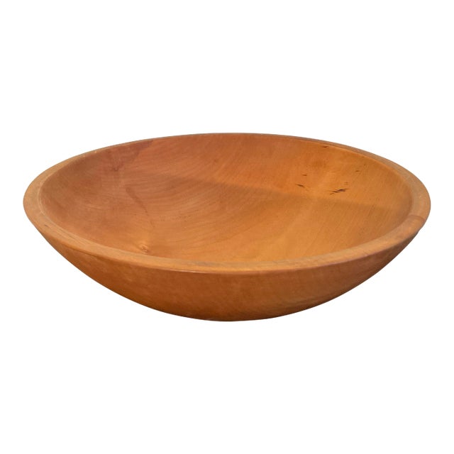 Vintage Large Wooden Carved Bowl For Sale