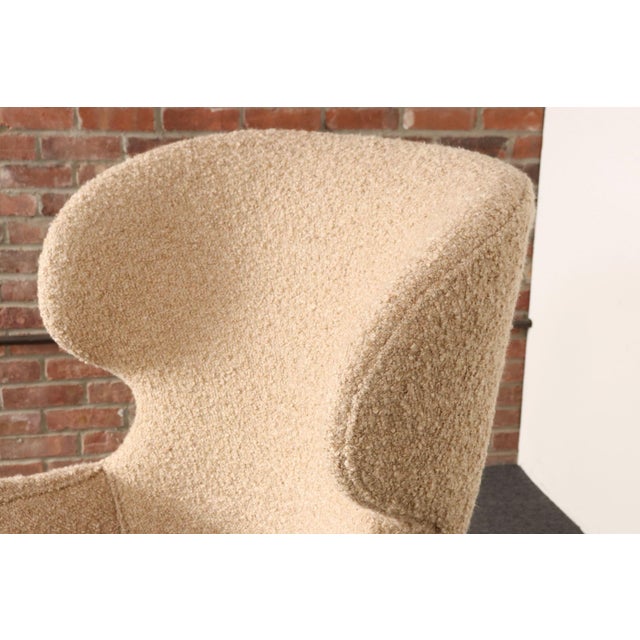 Deco Mahogany and Bouclé Wingback Chair by Edward Wormley for Dunbar Model 103b For Sale - Image 12 of 18